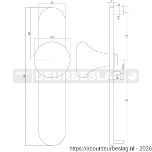 Intersteel 2697 knopschild ovaal verdekt 220x42x8 mm met nokken en vaste knop Paddenstoel blind RVS - R26003299 - afbeelding 2