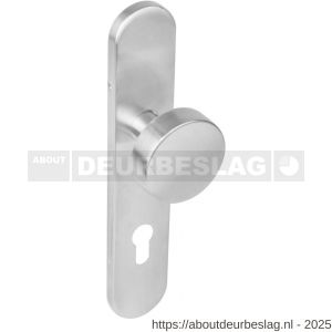 Intersteel 2752 knopschild ovaal verdekt 219x41x8 mm met nokken en vaste knop plat profielcilindergat 72 mm EN 1906/4 RVS - R26005863 - afbeelding 1