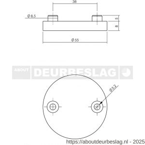 Intersteel 3175 afdekrozet diameter 55x8 mm RVS - R26011335 - afbeelding 2