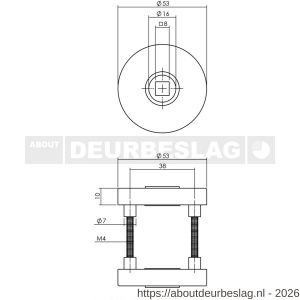 Intersteel 3405 rozetten massief verdekt diameter 53x10 mm met nokken en 2-weg veerconstructie RVS - R26008553 - afbeelding 2