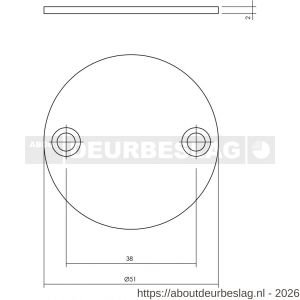 Intersteel Living 3409 afdekrozet diameter 50x2 mm RVS - R26002286 - afbeelding 2