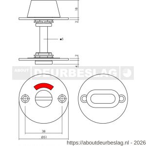 Intersteel 3409 WC-sluiting diameter 50x2 mm met stift 5x5 mm RVS - R26002737 - afbeelding 2