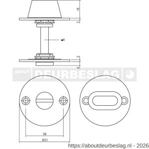 Intersteel Living 3409 WC-sluiting diameter 50x2 mm zonder venster met stift 8x8 mm RVS - R26002740 - afbeelding 2
