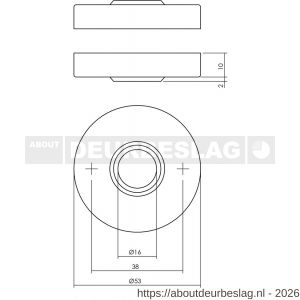 Intersteel 3410 rozetten verdekt diameter 53x10 mm RVS - R26002487 - afbeelding 2