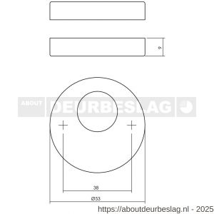 Intersteel 3410 rondcilinderrozetten verdekt diameter 53x9 mm RVS - R26011358 - afbeelding 2