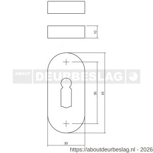 Intersteel Essentials 3417 sleutelrozetten verdekt ovaal 65x30x10 mm RVS - R26011085 - afbeelding 2