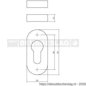 Intersteel Essentials 3417 cilinderrozetten verdekt ovaal 65x30x10 mm RVS - R26011086 - afbeelding 2