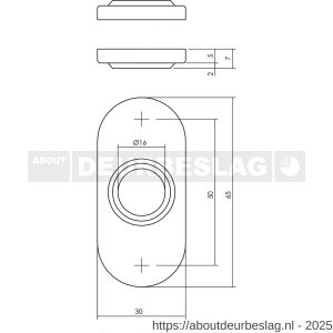 Intersteel 3418 rozetten verdekt ovaal 65x30x5 mm RVS - R26002495 - afbeelding 2