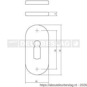 Intersteel Essentials 3418 sleutelrozetten verdekt ovaal 65x30x5 mm RVS - R26011087 - afbeelding 2