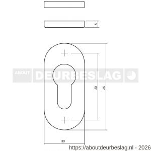 Intersteel Essentials 3418 cilinderrozetten verdekt ovaal 65x30x5 mm RVS - R26011088 - afbeelding 2
