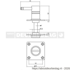 Intersteel Living 3419 WC-sluiting 42x42x2 mm met stift 8x8 mm RVS - R26002750 - afbeelding 2