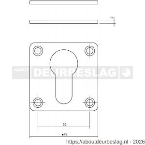 Intersteel Essentials 3419 cilinderrozetten 42x42x2 mm RVS - R26011090 - afbeelding 2