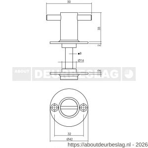 Intersteel Living 3421 WC-sluiting diameter 42x2 mm met stift 8x8 mm RVS - R26007623 - afbeelding 2
