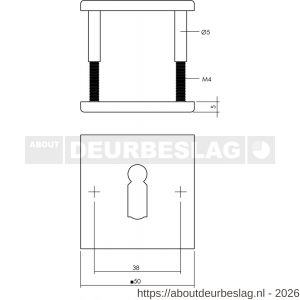 Intersteel Essentials 3432 sleutelrozetten verdekt 50x50x5 mm RVS - R26011096 - afbeelding 2