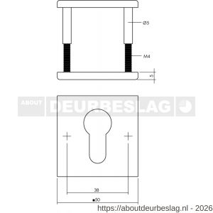 Intersteel Essentials 3432 cilinderrozetten verdekt 50x50x5 mm RVS - R26011097 - afbeelding 2
