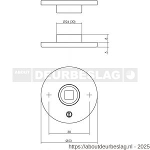 Intersteel 3435 rozetten verdekt diameter 53x5 mm met 2-weg veerconstructie structuur zwart - R26008572 - afbeelding 1