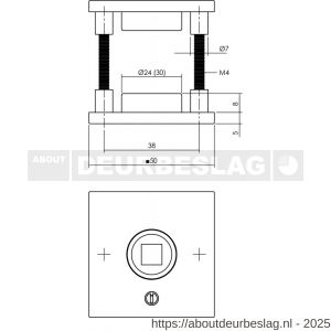Intersteel 3437 rozetten verdekt 50x50x5 mm met nokken en 2-weg veerconstructie structuur zwart - R26008574 - afbeelding 1