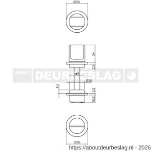 Intersteel Living 3438 WC-sluiting zelfklevend diameter 30x3 mm met stift 8x8 mm RVS - R26010476 - afbeelding 2