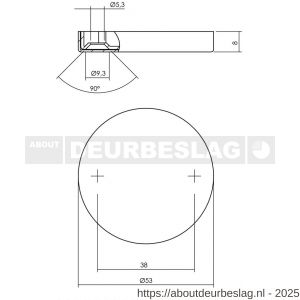 Intersteel 3512 afdekrozet verdekt diameter 53x8 mm met nokken RVS - R26002300 - afbeelding 2
