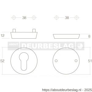 Intersteel 3752 SKG3 veiligheidsrozetten rond diameter 52x12 mm profielcilindergat-blind RVS - R26003581 - afbeelding 1