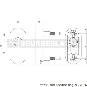 Intersteel Essentials 3752 SKG2 veiligheid schuifrozet ovaal 73x33x15 mm met sleufplaatje met blindklinkmoeren RVS - R26008577 - afbeelding 2