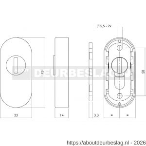 Intersteel Essentials 3752 veiligheid schuifrozet ovaal 73x33x14 mm met sleufplaatje RVS - R26008578 - afbeelding 2