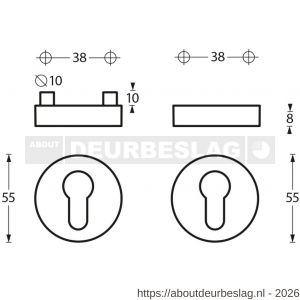 Intersteel Essentials 3753 SKG3 veiligheidsrozetten rond verdekt Basic diameter 54x9 mm profielcilindergat RVS - R26003585 - afbeelding 2