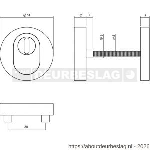Intersteel Essentials 3753 SKG3 veiligheidsrozetten rond verdekt Basic diameter 54x12 mm profielcilindergat met kerntrekbeveiliging RVS - R26005949 - afbeelding 2