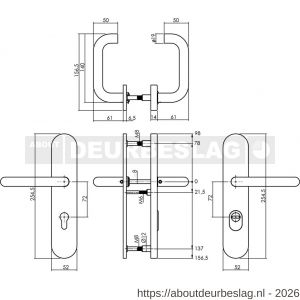 Intersteel Living 3775 SKG3 veiligheidsbeslag ovaal verdekt 255x52 mm kruk-kruk Rond profielcilindergat 72 mm met kerntrekbeveiliging RVS - R26010044 - afbeelding 2