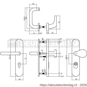 Intersteel Living 3776 SKG3 veiligheidsbeslag ovaal verdekt 255x52 mm greep-kruk Rond profielcilindergat 72 mm met kerntrekbeveiliging RVS - R26010045 - afbeelding 2