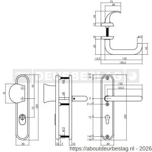 Intersteel Essentials 3783 SKG3 veiligheidsbeslag ovaal 250x50 mm greep-kruk Rond met veerconstructie profielcilindergat 72 mm met kerntrekbeveiliging RVS - R26006867 - afbeelding 2