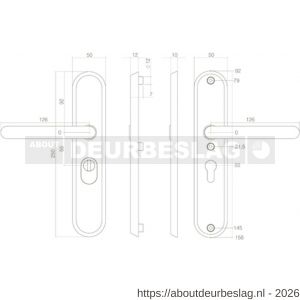 Intersteel Essentials 3785 SKG3 veiligheidsbeslag ovaal 250x50 mm kruk-kruk Rond met veerconstructie profielcilindergat 55 mm met kerntrekbeveiliging RVS - R26006872 - afbeelding 2