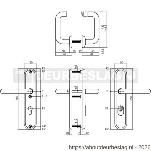 Intersteel Essentials 3785 SKG3 veiligheidsbeslag ovaal 250x50 mm kruk-kruk Rond met veerconstructie profielcilindergat 92 mm met kerntrekbeveiliging RVS - R26006874 - afbeelding 2