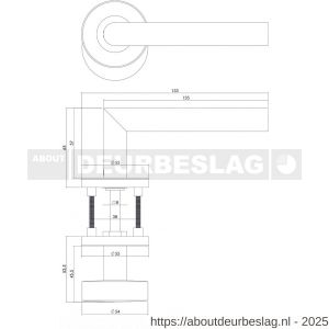 Intersteel 3939 knop-kruk garnituur rechts Jura op rozet verdekt diameter 55x8 mm en cilinderrozetten RVS - R26000648 - afbeelding 2