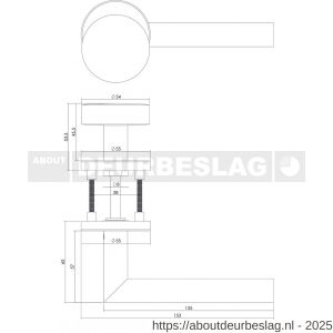 Intersteel 3939 knop-kruk garnituur links Jura op rozet verdekt diameter 55x8 mm en cilinderrozetten RVS - R26000649 - afbeelding 2