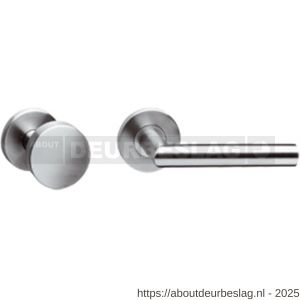 Intersteel 3939 knop-kruk garnituur links Jura op rozet verdekt diameter 55x8 mm en cilinderrozetten RVS - R26000649 - afbeelding 1
