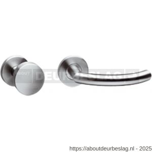 Intersteel 3942 knop-kruk garnituur rechts Half rond-90 graden op rozet verdekt diameter 55x8 mm en cilinderrozetten RVS - R26000641 - afbeelding 1