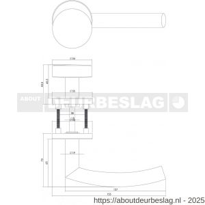 Intersteel 3942 knop-kruk garnituur links Half rond-90 graden op rozet verdekt diameter 55x8 mm en cilinderrozetten RVS - R26000642 - afbeelding 2