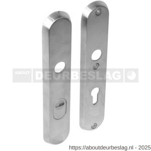 Intersteel 3961 SKG3 veiligheidsschilden ovaal 250x50 mm profielcilindergat 72 mm met kerntrekbeveiliging RVS - R26006048 - afbeelding 1