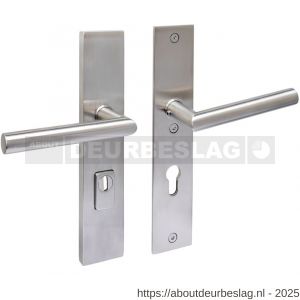 Intersteel 3964 SKG3 veiligheidsbeslag rechthoekig 250x50 mm kruk-kruk Jura met veerconstructie profielcilindergat 72 mm met kerntrekbeveiliging RVS - R26010824 - afbeelding 1