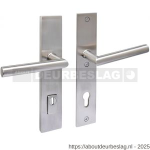 Intersteel 3964 SKG3 veiligheidsbeslag rechthoekig 250x50 mm kruk-kruk Jura met veerconstructie profielcilindergat 92 mm met kerntrekbeveiliging RVS - R26010823 - afbeelding 1