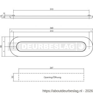 Intersteel Living 4000 briefplaat ovaal 340x80 mm met verende klep binnendraaiend RVS - R26007316 - afbeelding 2