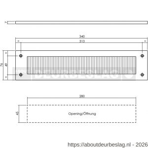Intersteel Essentials 4015 tochtwering rechthoekig 340x76 mm RVS - R26000212 - afbeelding 2