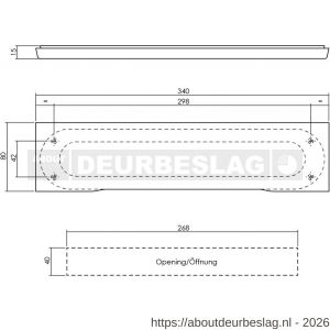 Intersteel Essentials 4015 tochtwering rechthoekig 340x80 mm verdekt RVS - R26006065 - afbeelding 2