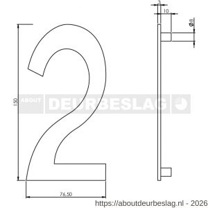 Intersteel Essentials 4020 huisnummer 2 150 mm RVS - R26002185 - afbeelding 2