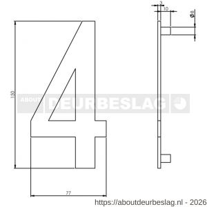 Intersteel Essentials 4020 huisnummer 4 150 mm RVS - R26002187 - afbeelding 2