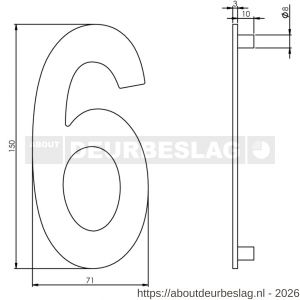Intersteel Essentials 4020 huisnummer 6 150 mm RVS - R26002189 - afbeelding 2