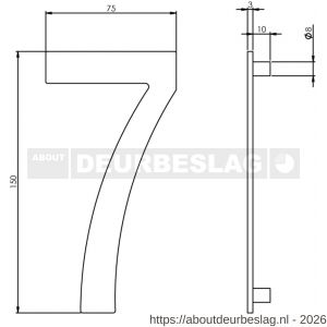 Intersteel Essentials 4020 huisnummer 7 150 mm RVS - R26002190 - afbeelding 2