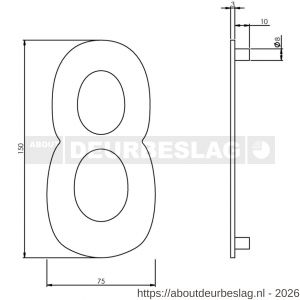 Intersteel Essentials 4020 huisnummer 8 150 mm RVS - R26002191 - afbeelding 2