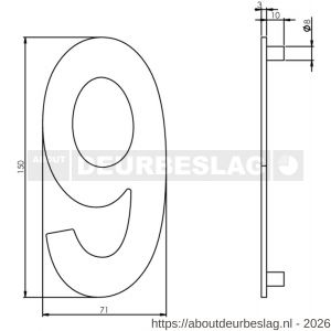 Intersteel Essentials 4020 huisnummer 9 150 mm RVS - R26002192 - afbeelding 2